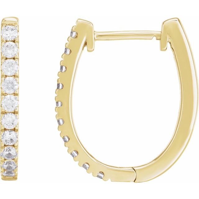 Creoler i 14 kt gult gull med laboratoriedyrket diamant, 0,17 ct totalt, rund sten 1,8 mm, lengde 18 × 15,24 mm, tykkelse 2 mm (par) fra Smykke24
