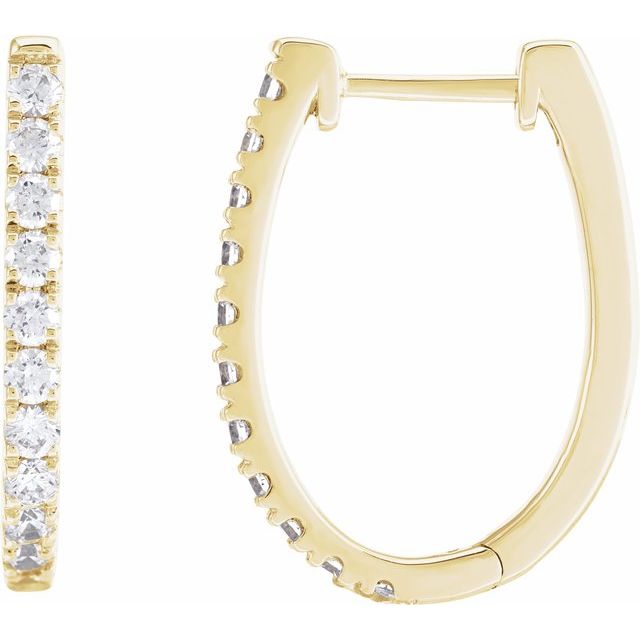 Creoler i 14 kt gult gull med laboratoriedyrket diamant, 0,17 ct totalt, rund sten 2 mm, lengde 21 × 15,48 mm, tykkelse 2 mm (par) fra Smykke24