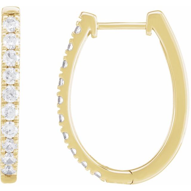 Creoler i 14 kt gult gull med laboratoriedyrket diamant, 0,17 ct totalt, rund sten 2,3 mm, lengde 23 × 17,46 mm, tykkelse 2,5 mm (par) fra Smykke24