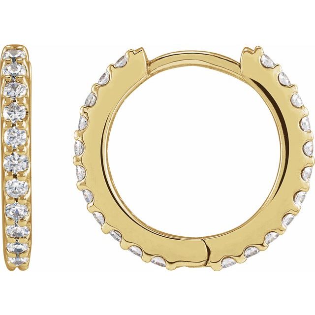 Creoler i 14 kt gult gull med laboratoriedyrket diamant, 0,50 ct totalt, rund sten 1,4 mm, lengde 13,64 mm, tykkelse 2 mm (par) fra Smykke24