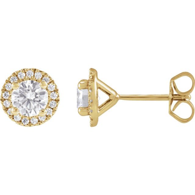 Øredobber i 14 kt gult gull med laboratoriedyrket diamant, 1,00 ct totalt, rund sten 4,7 mm (par) fra Smykke24