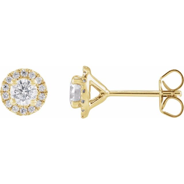 Øredobber i 14 kt gult gull med laboratoriedyrket diamant, 0,75 ct totalt, rund sten 4,2 mm (par) fra Smykke24