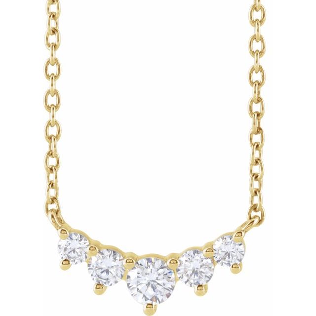Halskjede i 14 kt gult gull med laboratoriedyrket diamant, 0,33 ct totalt, rund sten 3,2 mm, 45,7 cm fra Smykke24