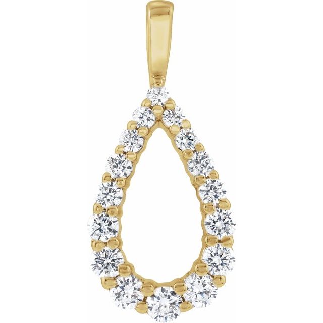Edelstensanheng i 14 kt gult gull med laboratoriedyrket diamant, 0,33 ct totalt, rund sten 2,1 mm fra Smykke24