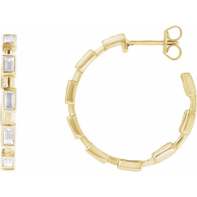 Creoler i 14 kt gult gull med laboratoriedyrket diamant, 1,25 ct totalt, sten 3,5 × 1,8 mm, lengde 24,5 mm, tykkelse 2,9 mm (par) fra Smykke24