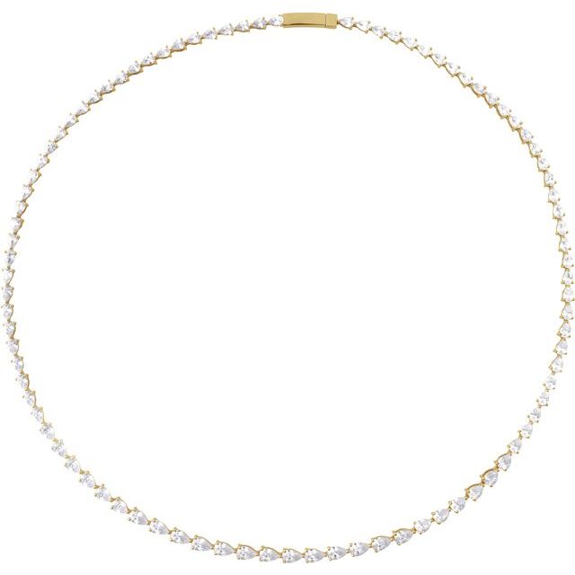 Halskjede i 14 kt gult gull med laboratoriedyrket diamant, 10 ct totalt, dråpeformet sten 4,7 × 3,1 mm, 40,6 cm fra Smykke24