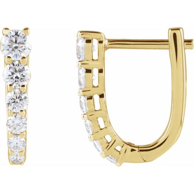 Creoler i 14 kt gult gull med laboratoriedyrket diamant, 0,50 ct totalt, rund sten 2,9 mm, lengde 12,95 mm, tykkelse 1 mm (par) fra Smykke24