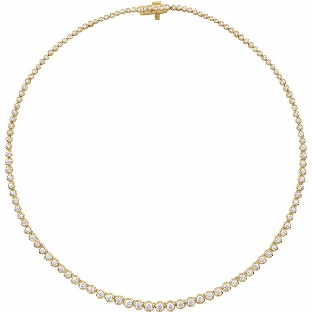 Halskjede i 14 kt gult gull med laboratoriedyrket diamant, 5,20 ct totalt, rund sten 3,3 mm, 40,6 cm fra Smykke24