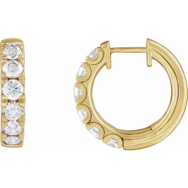 Creoler i 14 kt gult gull med laboratoriedyrket diamant, 2,25 ct totalt, rund sten 3,65 mm, lengde 19,45 mm, tykkelse 4,3 mm (par) fra Smykke24
