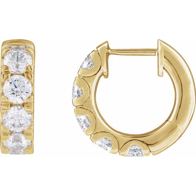 Creoler i 14 kt gult gull med laboratoriedyrket diamant, 1,875 ct totalt, rund sten 3,65 mm, lengde 14,7 mm, tykkelse 4,25 mm (par) fra Smykke24