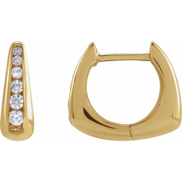 Creoler i 14 kt gult gull med laboratoriedyrket diamant, 0,25 ct totalt, rund sten 1,9 mm, lengde 11,5 mm (par) fra Smykke24