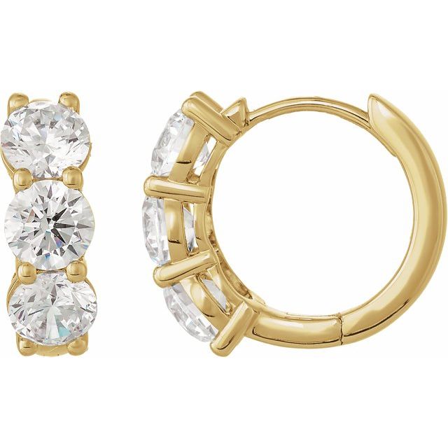 Creoler i 14 kt gult gull med laboratoriedyrket diamant, 3 ct totalt, rund sten 4,9 mm, lengde 15 mm, tykkelse 5,1 mm (par) fra Smykke24