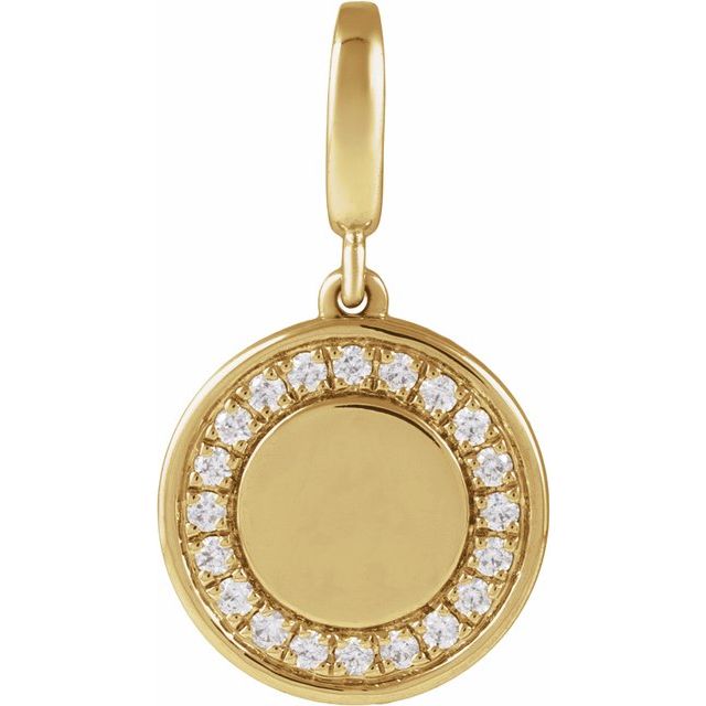 Sirkelanheng i 14 kt gult gull med laboratoriedyrket diamant, 0,125 ct totalt, rund sten 1,1 mm fra Smykke24
