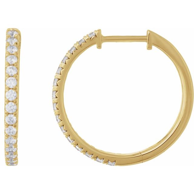 Creoler i 14 kt gult gull med laboratoriedyrket diamant, 0,50 ct totalt, rund sten 1,6 mm, lengde 19,85 mm, tykkelse 1,9 mm (par) fra Smykke24