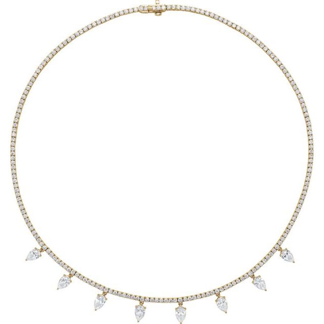 Halskjede i 14 kt gult gull med laboratoriedyrket diamant, 10 ct totalt, dråpeformet sten 6,8 × 4,5 mm, 40,6 cm fra Smykke24
