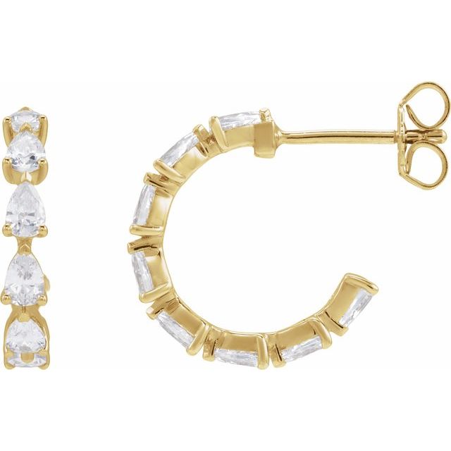 Creoler i 14 kt gult gull med laboratoriedyrket diamant, 1,25 ct totalt, dråpeformet sten 3,5 × 2,3 mm, lengde 16,7 mm, tykkelse 2,95 mm (par) fra Smykke24