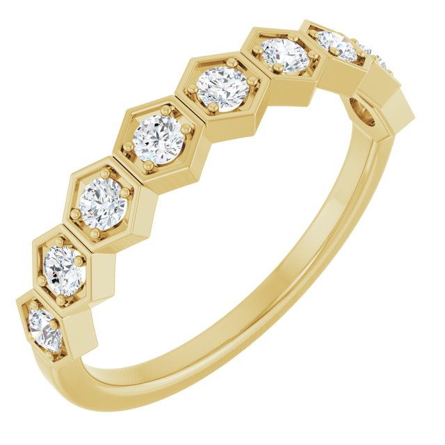 Ring med laboratoriedyrkede edelstener – 14 kt gult gull – Laboratoriedyrket diamant – Rund 2,2 mm · 0,375 ct totalt · 9 steiner
