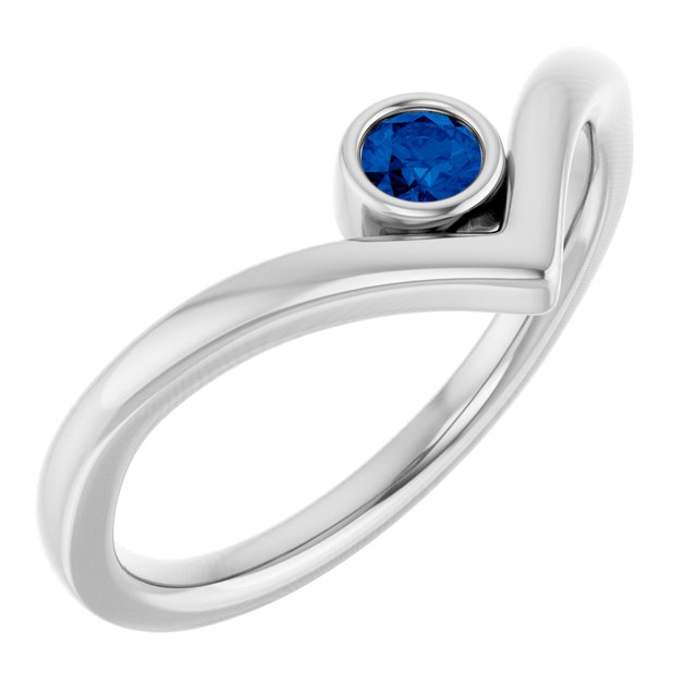 Ring med laboratoriedyrkede edelstener – 14 kt hvitt gull – Laboratoriedyrket safir – Rund 3 mm · 1 steiner
