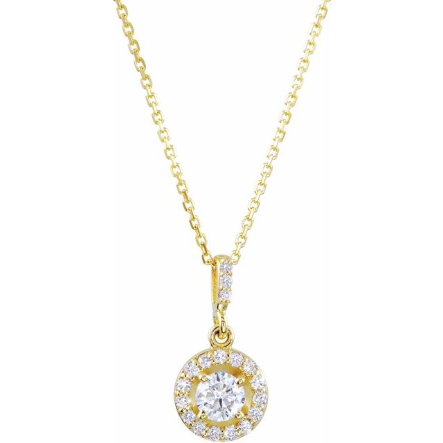 Halskjede i 14 kt gult gull med laboratoriedyrket diamant, 10 ct totalt, rund sten 5,6 mm, 45,7 cm fra Smykke24