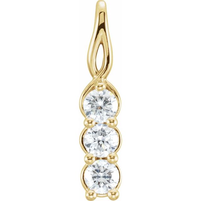 Edelstensanheng i 14 kt gult gull med laboratoriedyrket diamant, 0,75 ct totalt, rund sten 4,1 mm fra Smykke24