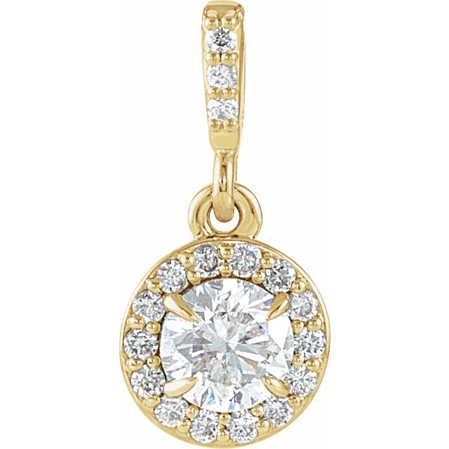 Haloanheng i 14 kt gult gull med laboratoriedyrket diamant, 0,50 ct totalt, rund sten 5 mm fra Smykke24