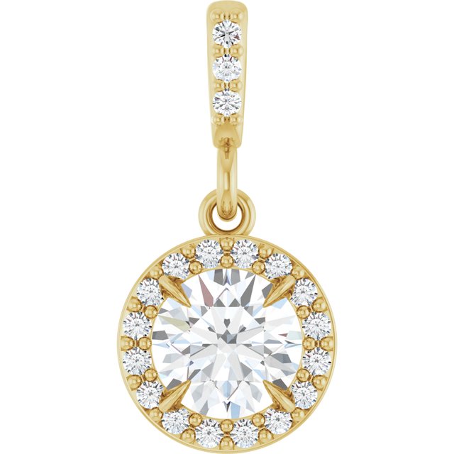 Haloanheng i 14 kt gult gull med laboratoriedyrket diamant, 0,50 ct totalt, rund sten 5,2 mm fra Smykke24