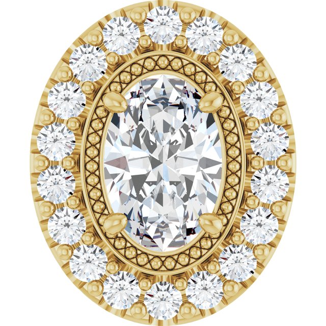 Edelstensanheng i 14 kt gult gull med laboratoriedyrket diamant, 0,625 ct totalt, oval sten 6,2 × 4,3 mm fra Smykke24