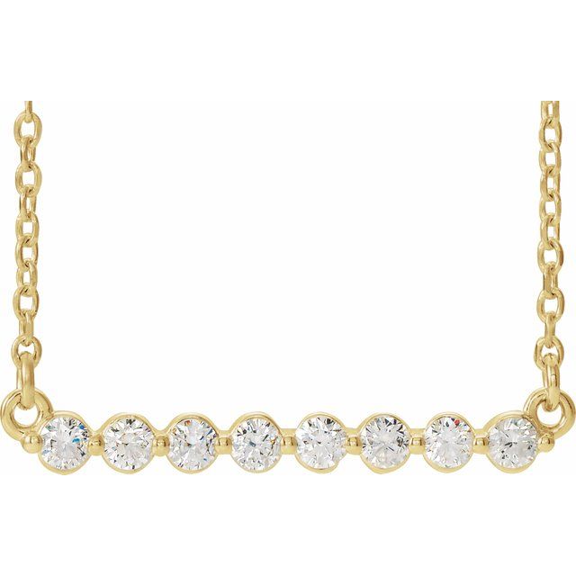 Halskjede i 14 kt gult gull med laboratoriedyrket diamant, 0,25 ct totalt, rund sten 2 mm, 45,7 cm fra Smykke24
