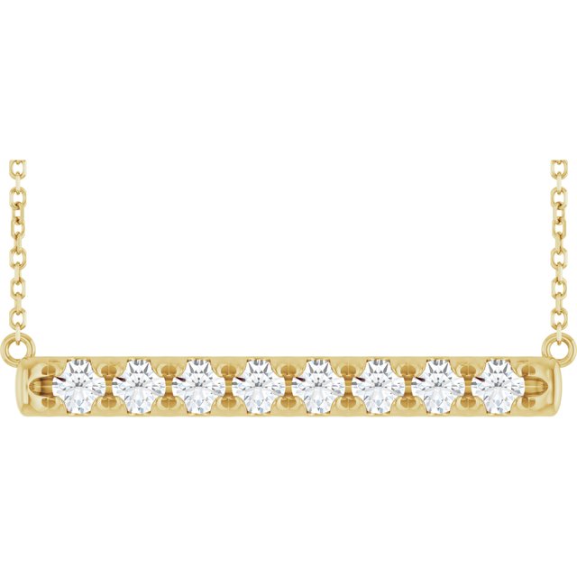 Halskjede i 14 kt gult gull med laboratoriedyrket diamant, 0,75 ct totalt, rund sten 3 mm, 40,6 cm fra Smykke24