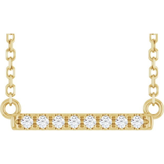 Halskjede i 14 kt gult gull med laboratoriedyrket diamant, 0,06 ct totalt, rund sten 1,2 mm, 40,6 cm fra Smykke24