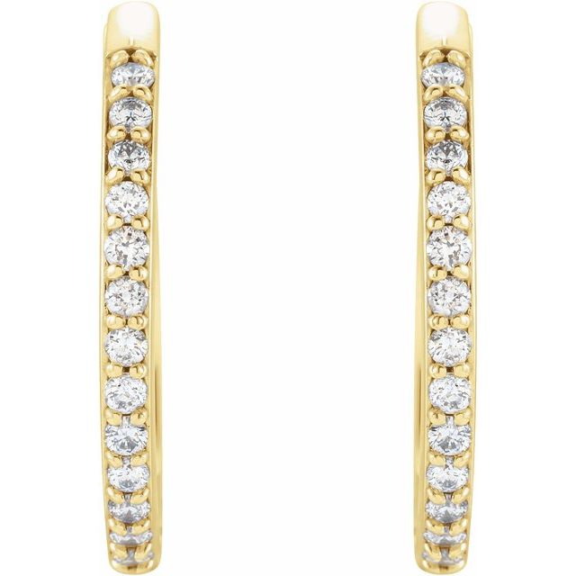 Creoler i 14 kt gult gull med laboratoriedyrket diamant, 0,125 ct totalt, rund sten 1,3 mm, lengde 18 mm, tykkelse 1,6 mm (par) fra Smykke24