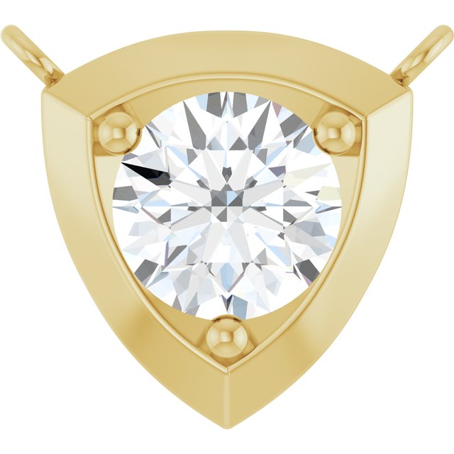 Edelstensanheng i 14 kt gult gull med laboratoriedyrket diamant, 0,50 ct totalt, rund sten 5,2 mm fra Smykke24
