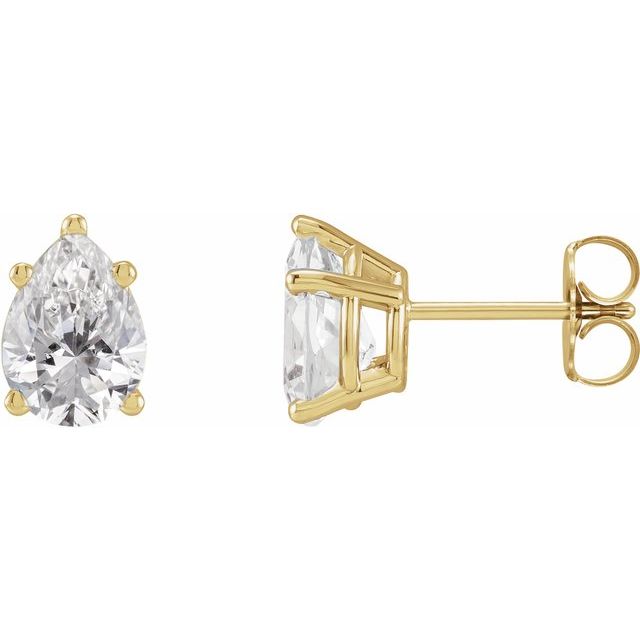 Øredobber i 14 kt gult gull med laboratoriedyrket diamant, 0,75 ct totalt, dråpeformet sten 6 × 4 mm (par) fra Smykke24