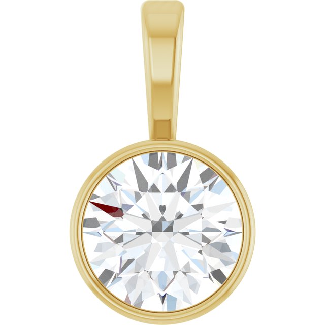 Solitæranheng i 14 kt gult gull med laboratoriedyrket diamant, 0,625 ct totalt, rund sten 6 mm fra Smykke24
