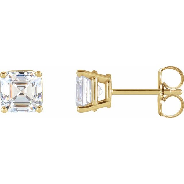 Øredobber i 14 kt gult gull med laboratoriedyrket diamant, 0,375 ct totalt, asscherslipt sten 3,3 × 3,3 mm (par) fra Smykke24
