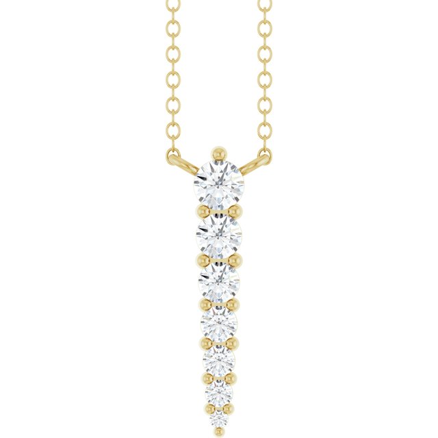 Halskjede i 14 kt gult gull med laboratoriedyrket diamant, 0,17 ct totalt, rund sten 2,75 mm, 40,6 cm fra Smykke24