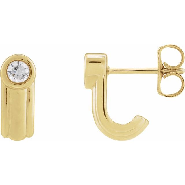 Creoler i 14 kt gult gull med laboratoriedyrket diamant, 0,20 ct totalt, rund sten 3 mm, lengde 10,4 × 4,2 mm, tykkelse 4,2 mm (par) fra Smykke24