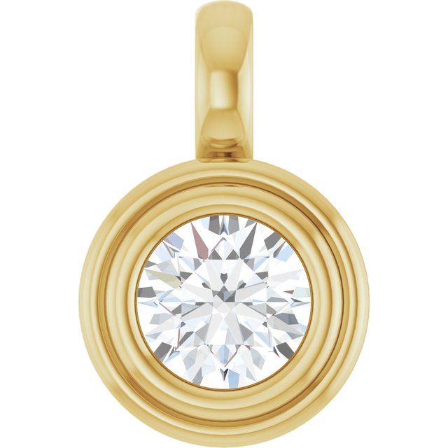 Edelstensanheng i 14 kt gult gull med laboratoriedyrket diamant, 0,625 ct totalt, rund sten 5,5 mm fra Smykke24