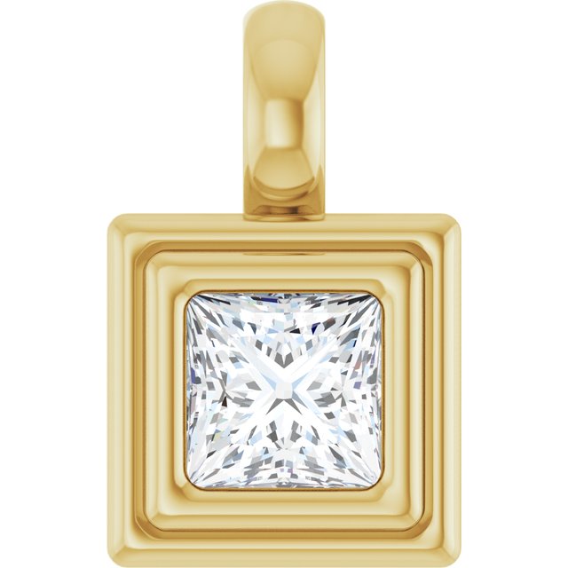 Edelstensanheng i 14 kt gult gull med laboratoriedyrket diamant, 0,375 ct totalt, firkantet sten 4 × 4 mm fra Smykke24