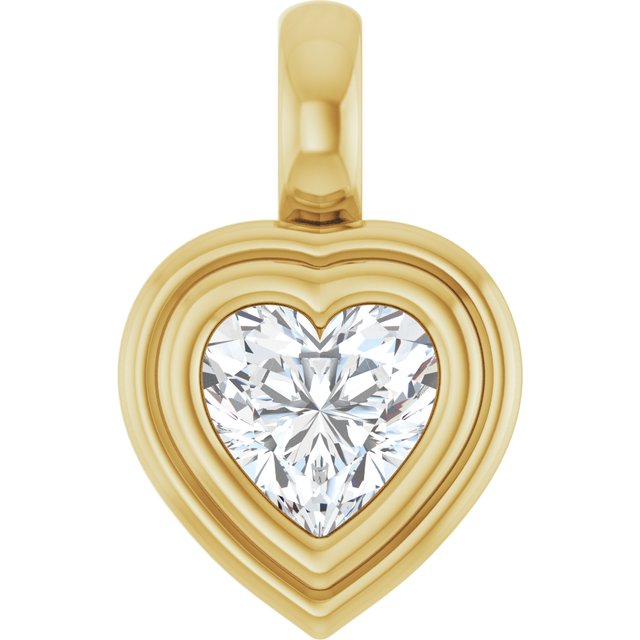 Hjerteanheng i 14 kt gult gull med laboratoriedyrket diamant, 0,50 ct totalt, hjerteformet sten 5 × 5 mm fra Smykke24