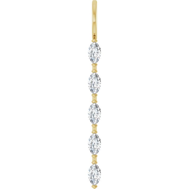 Plateanheng i 14 kt gult gull med laboratoriedyrket diamant, 0,50 ct totalt, navetteformet sten 4,5 × 2,5 mm fra Smykke24