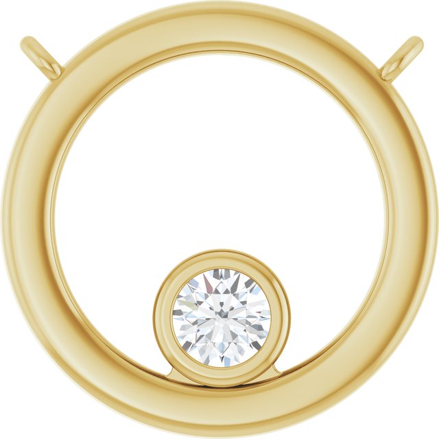 Sirkelanheng i 14 kt gult gull med laboratoriedyrket diamant, 0,17 ct totalt, rund sten 3,4 mm fra Smykke24