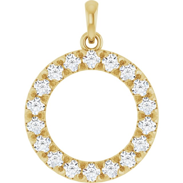 Sirkelanheng i 14 kt gult gull med laboratoriedyrket diamant, 0,50 ct totalt, rund sten 2 mm fra Smykke24