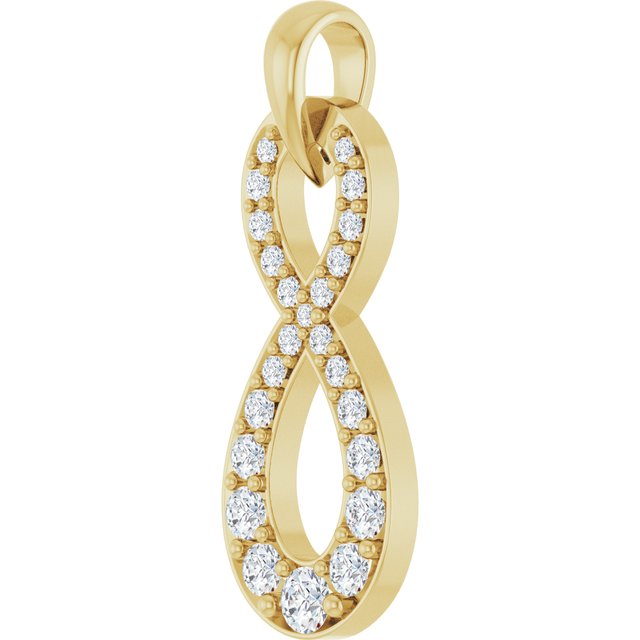 Evighetsanheng i 14 kt gult gull med laboratoriedyrket diamant, 0,33 ct totalt, rund sten 2,5 mm fra Smykke24