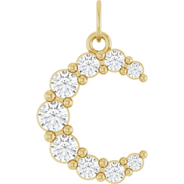 Edelstensanheng i 14 kt gult gull med laboratoriedyrket diamant, 0,375 ct totalt, rund sten 3 mm fra Smykke24