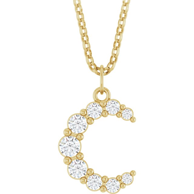 Halskjede i 14 kt gult gull med laboratoriedyrket diamant, 0,375 ct totalt, rund sten 3 mm, 45,7 cm fra Smykke24