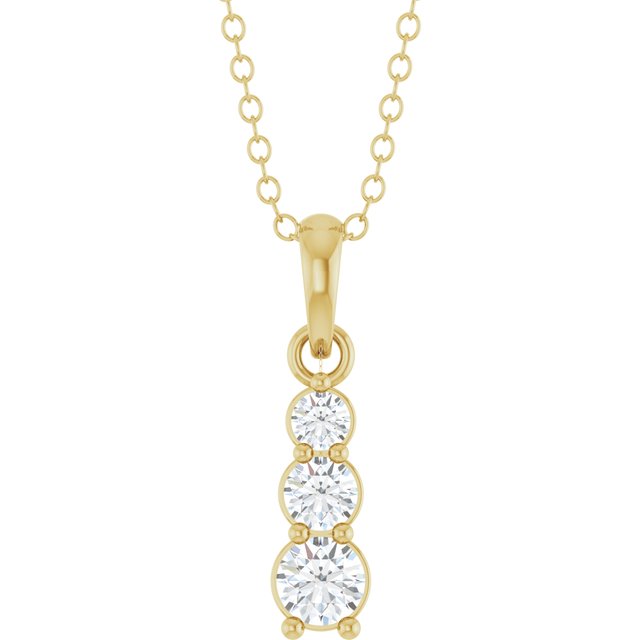 Halskjede i 14 kt gult gull med laboratoriedyrket diamant, 0,17 ct totalt, rund sten 3 mm, 45,7 cm fra Smykke24