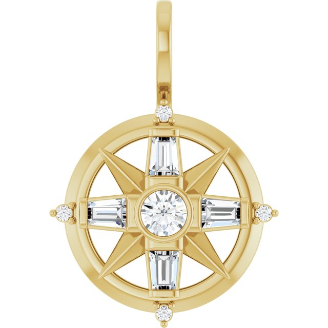 Edelstensanheng i 14 kt gult gull med laboratoriedyrket diamant, 0,33 ct totalt, rund sten 3 mm fra Smykke24
