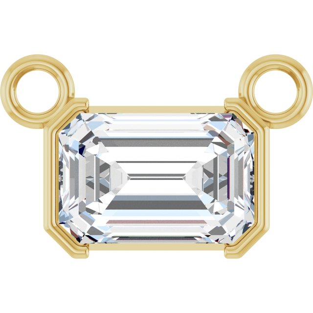 Solitæranheng i 14 kt gult gull med laboratoriedyrket diamant og smaragd, 0,625 ct totalt, smaragdslipt sten 6 × 4 mm fra Smykke24