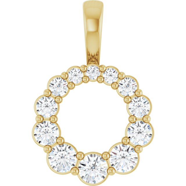 Sirkelanheng i 14 kt gult gull med laboratoriedyrket diamant, 0,33 ct totalt, rund sten 2,5 mm fra Smykke24
